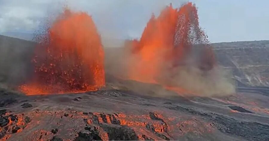 Kilauea Volcano lava jets earthquake
