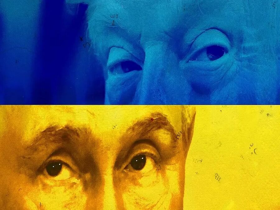 trump putin ukraine flag colors graphic