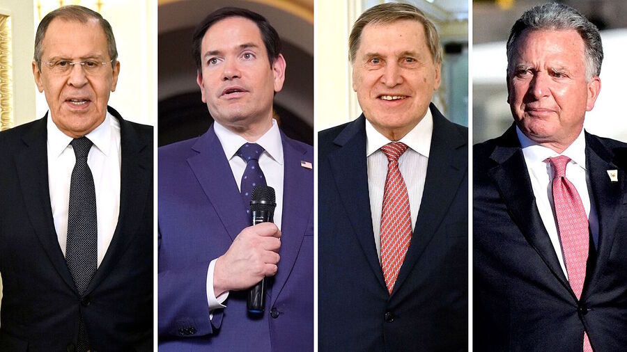 Click to enlarge Sergey Lavrov, Marco Rubio, Yuri Ushakov and Steve Witkoff.