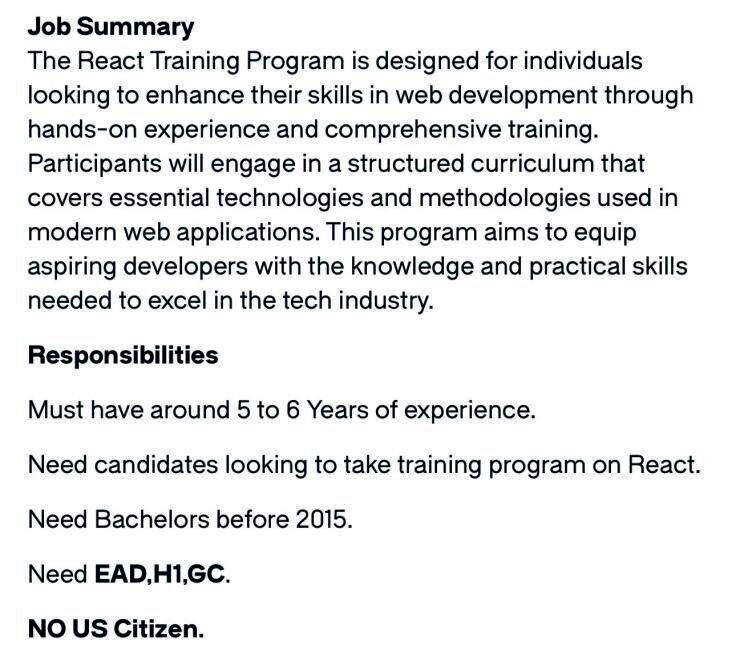 Click to enlarge job listing guest visa no americans