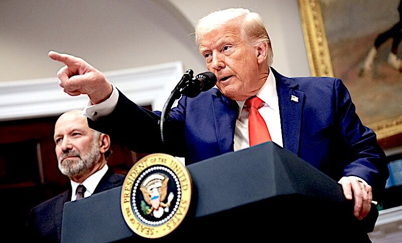 Trump points