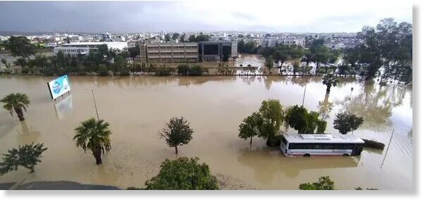 Click to enlarge Northern Cyprus images show the water has turned roads into rivers
