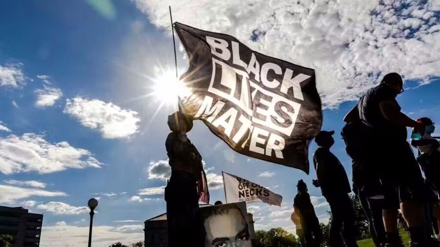 black lives matter protest flag