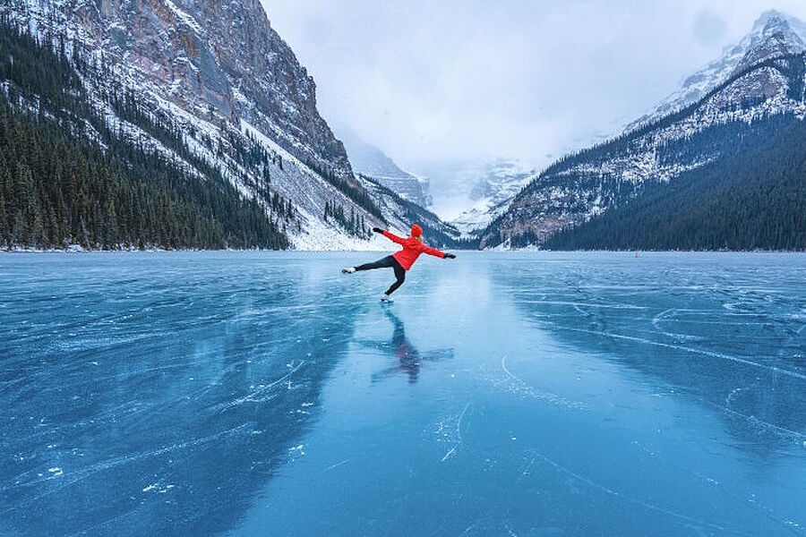 ice skater frozen lake ice slippery