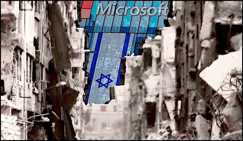 Click to enlarge Microsoft and Gaza rubble