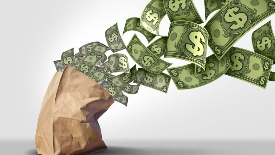 Click to enlarge Grocery bag and money graphic