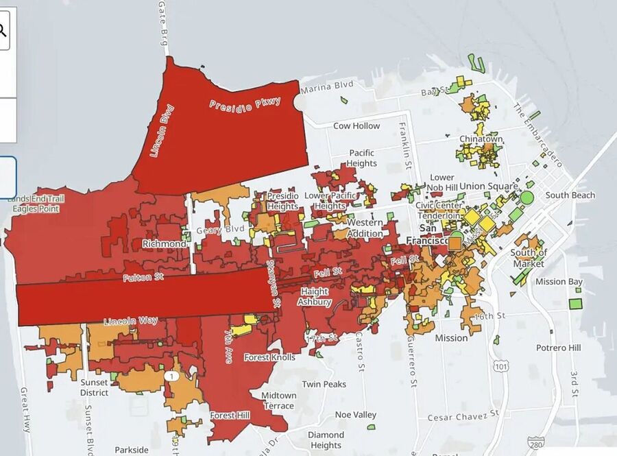 Click to enlarge san francisco power outage map