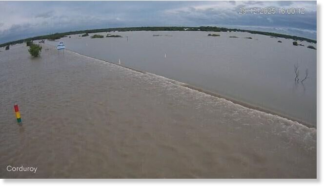 Recent images from flood cameras in the region show water has inundated roads.