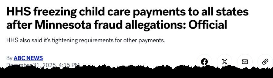 Click to enlarge abc new report headline HHS freeze childcare