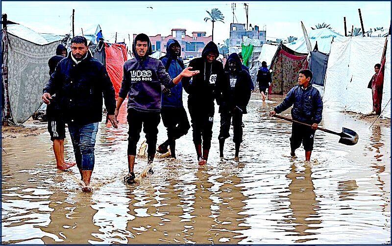 walking flood waters