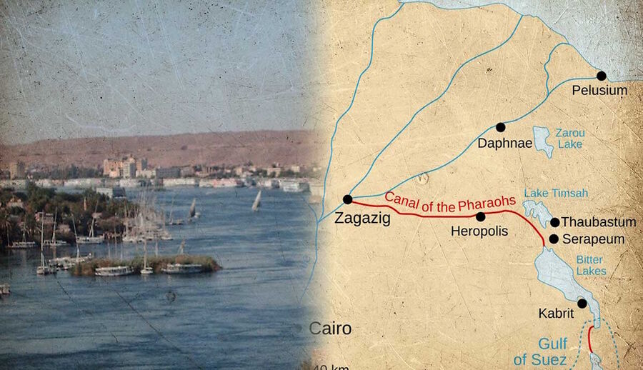 map ancient canal of the pharohs red sea