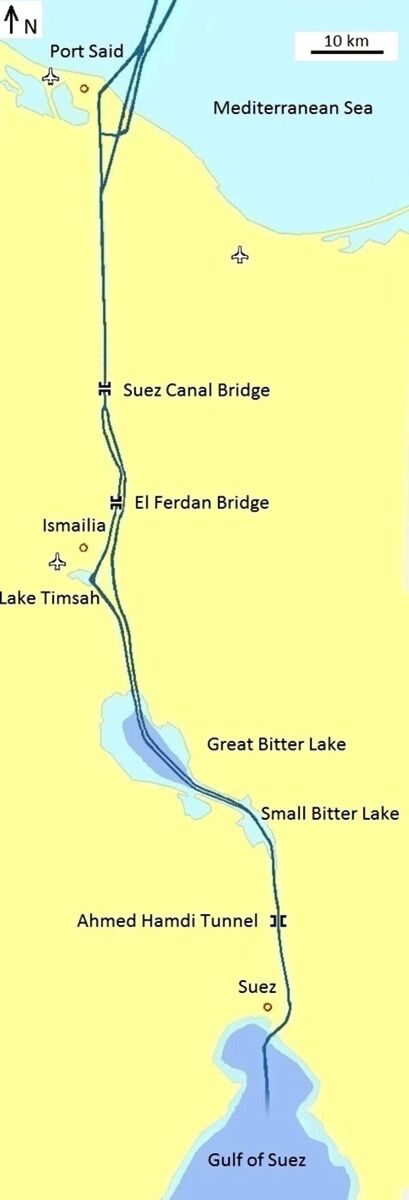 map modern suez canal egypt