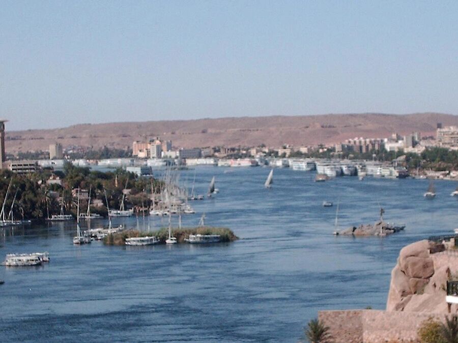 The First Cataract at modern Aswan, Egypt nile river