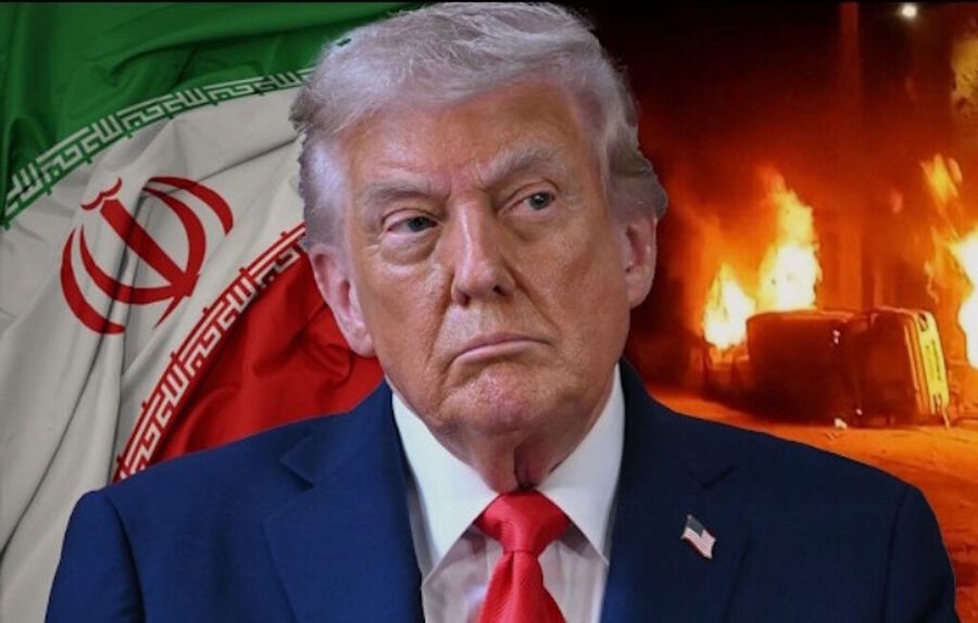iran trump flag fire war graphic