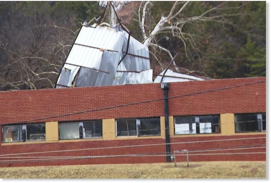Damage in Purcell, Okla., on Thursday, Jan. 8, 2026, after severe storms came through the state.