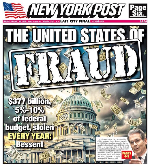 Click to enlarge new york post cover us budget fraud losses
