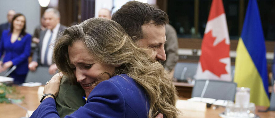 Chrystia Freeland's love brace with Volodymyr Zelenskyy.