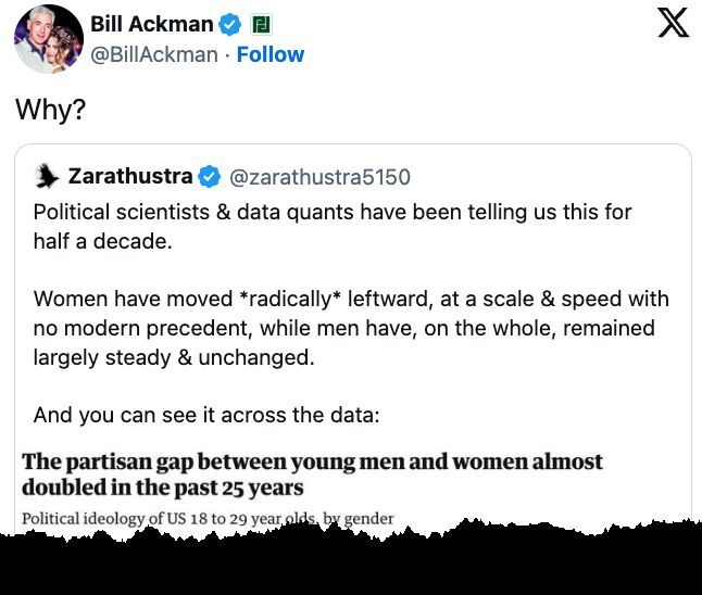 bill ackman tweet left right divide women men