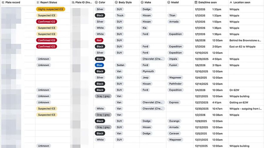 anti ice data base license plates law enforcement
