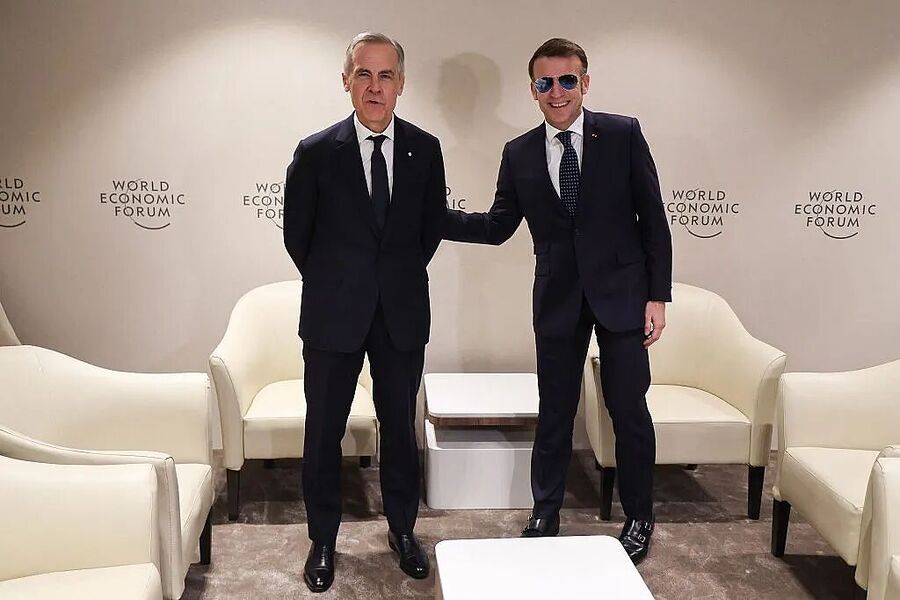 Click to enlarge marc carney emmanuel macron canada france wef davox