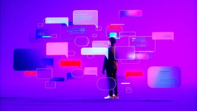 AI chat boxes graphic