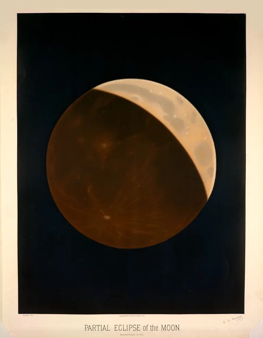 Click to enlarge partial eclipse moon painting 17th century