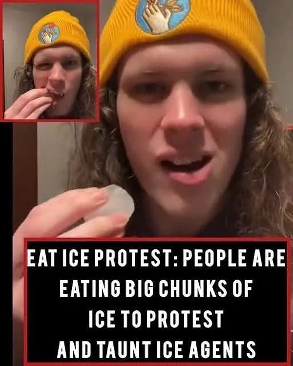 Click to enlarge ice protesters eating ice cubes