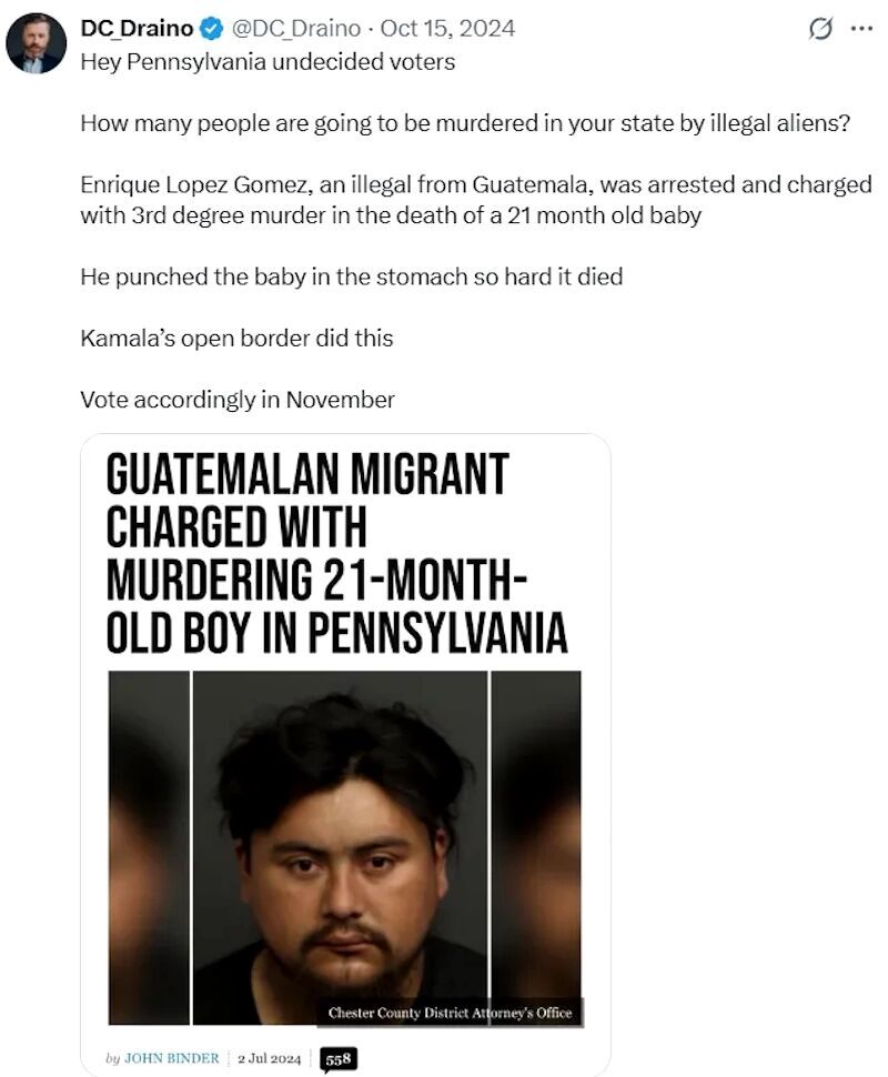 Click to enlarge immigrant crime tweet illegal alien
