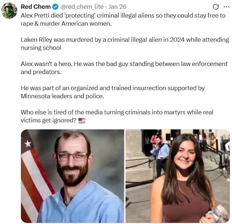 Click to enlarge alex pretti tweet immigrant crime illegal alien