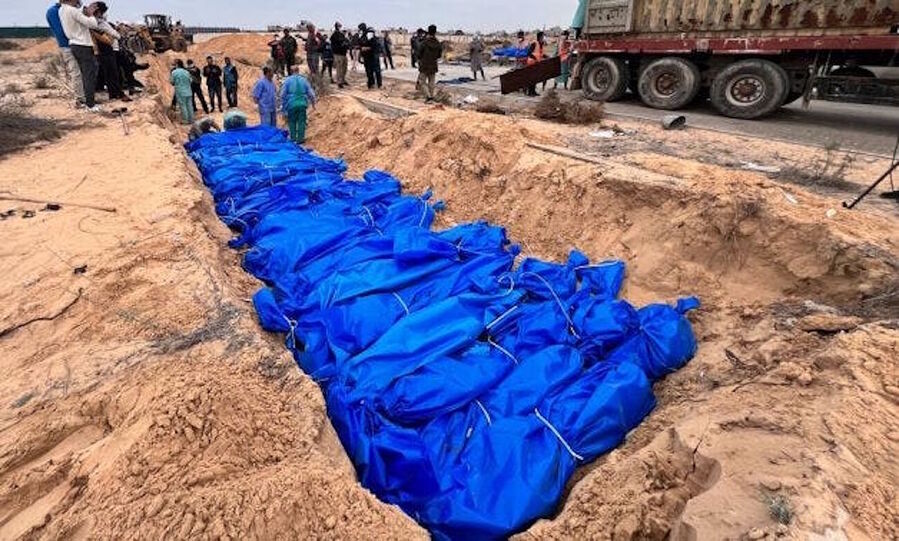 mass grave gaza dead