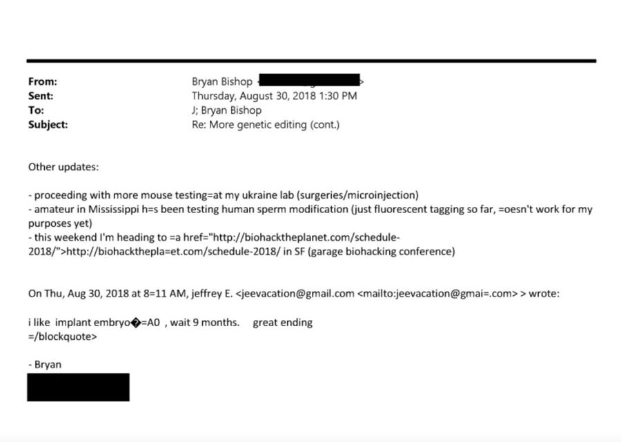 Click to enlarge Brian Bishop email on mouse experiments