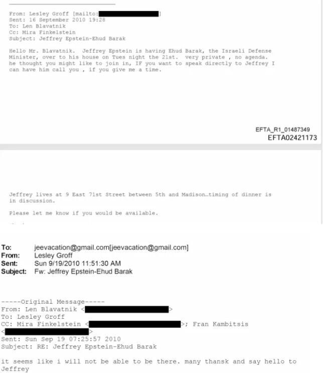 Eamil: Epstein to Lesley Groff