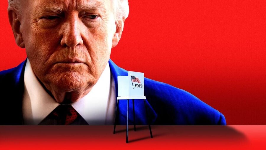 Click to enlarge Trump with voting booth graphic