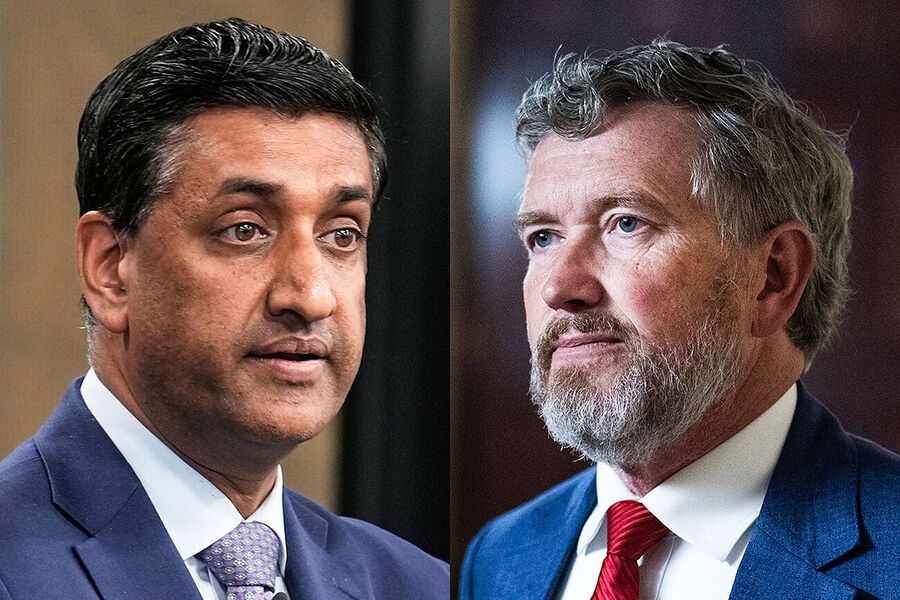 Click to enlarge Rep. Ro Khanna, D-Calif.; Rep. Thomas Massie, R-Ky.