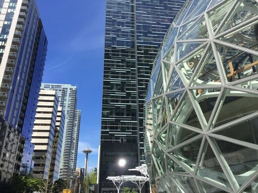 Click to enlarge Amazon’s Spheres Space Needle Seattle Washington