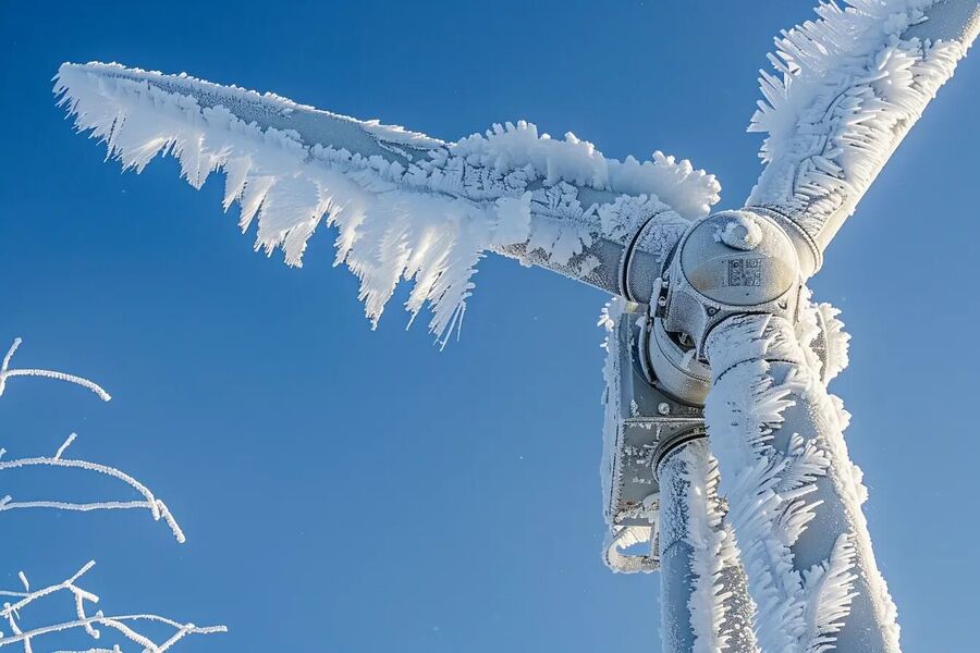 Click to enlarge frozen wind turbine