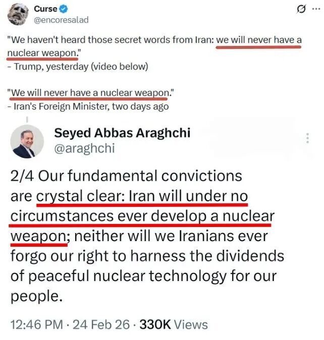 Click to enlarge Iran's FM tweet