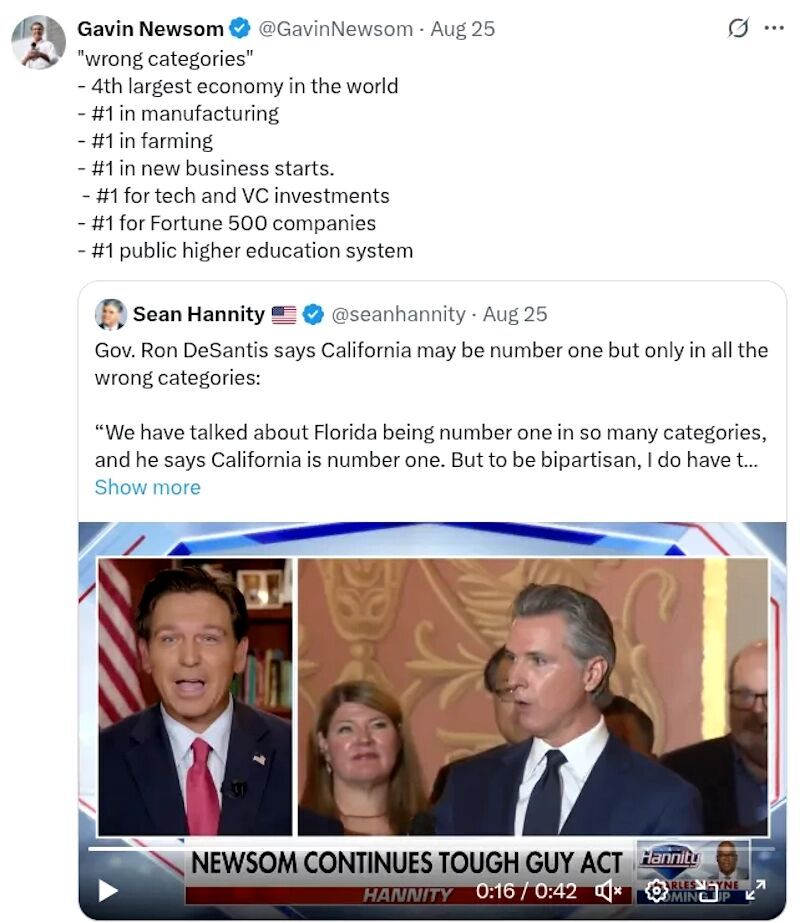 Click to enlarge gavin newsom tweet sean hannity california