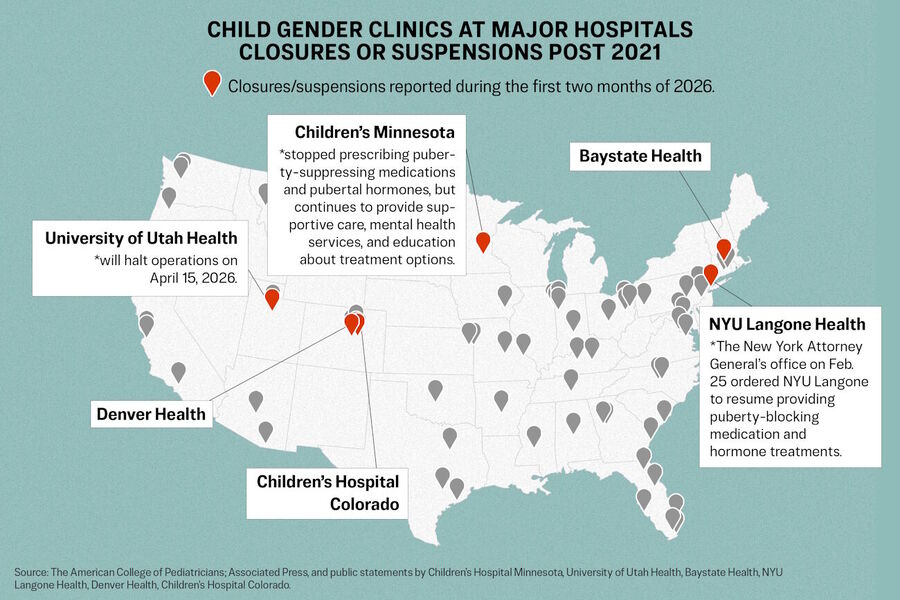 map gender clinics minors closing 2026