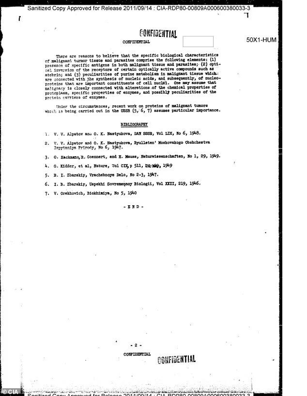CIA doc about cancer