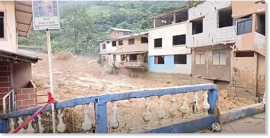 On the night of Monday, March 9, 2026, the Salvias and Amarillo rivers overflowed in the cantons of Zaruma and Portovelo, respectively, in the province of El Oro