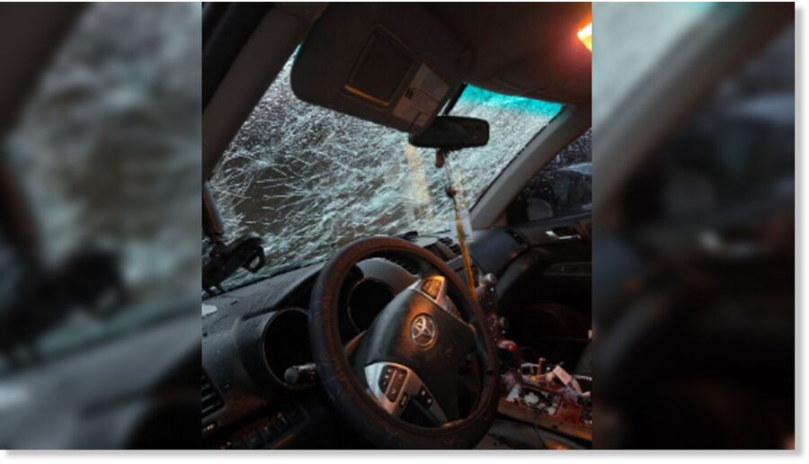 Large hail damages windshield in Bradley, IL, March 10.
