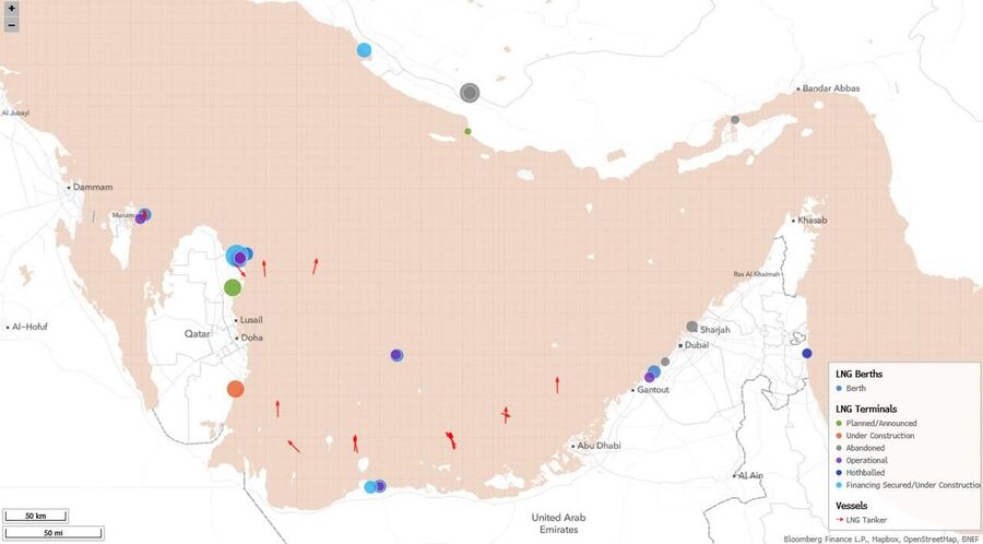Click to enlarge Map of LNG tankers 2026