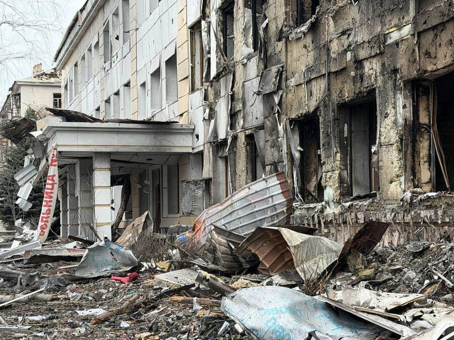 Click to enlarge hospital in Donetsk People’s Republic struck by Ukrainian drones on March 10, 2026