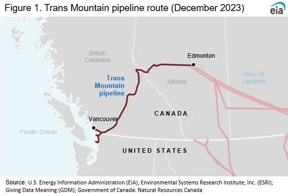 Click to enlarge Trans Mountain pipeline route
