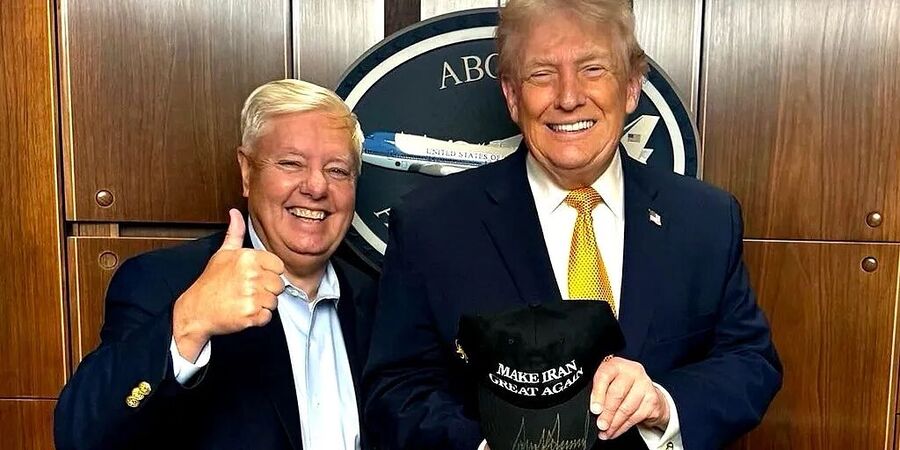 Click to enlarge trump lindsay graham iran war cap