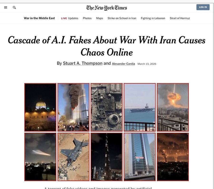 Click to enlarge new york times article ai fake photos Iran warnews