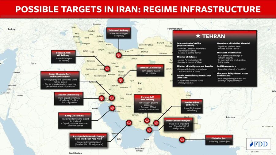 Click to enlarge Israel's wish list of targets in Iran