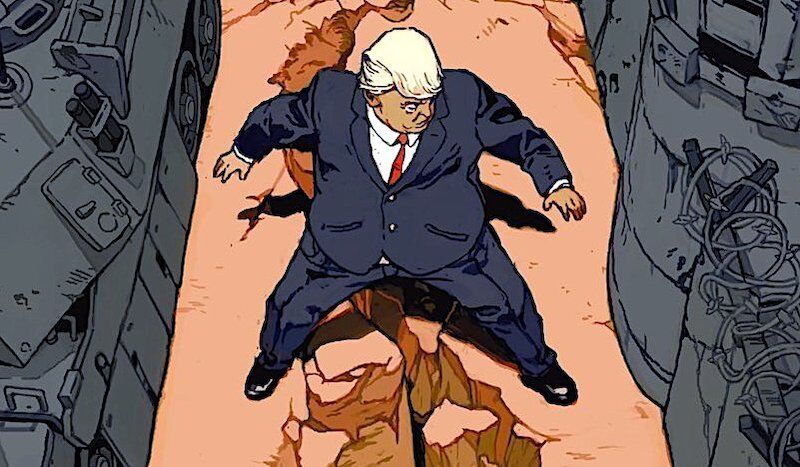 Click to enlarge Trump strattles