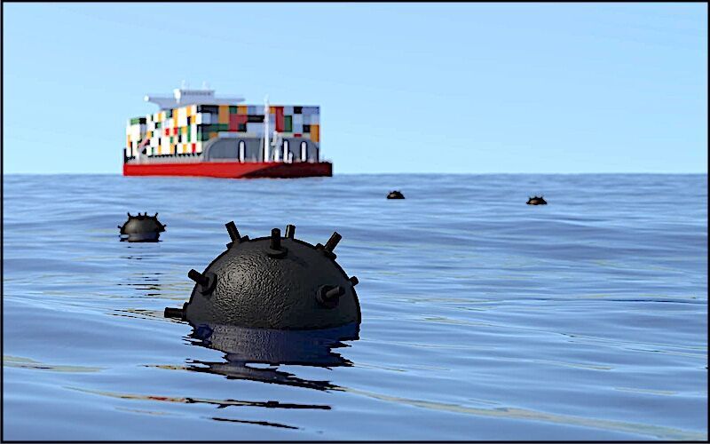 Container ship and bombs